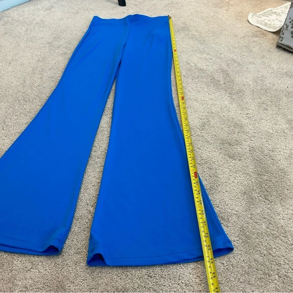 Zara blue stretchy high waisted flare pull on pants Sz M NWT - Picture 12 of 14